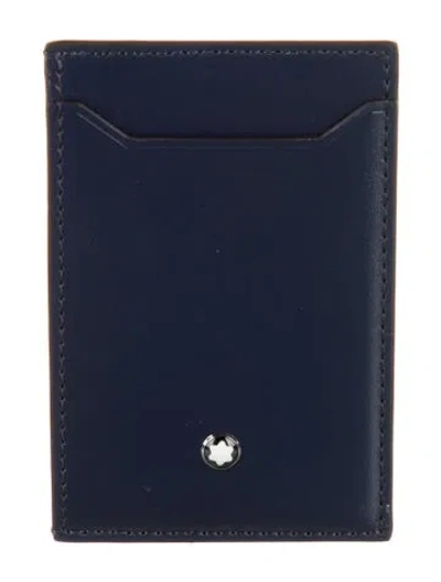 Pre-owned Montblanc Leather Card Holder In Blue