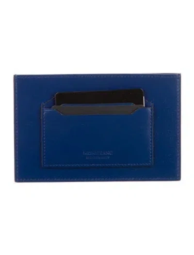 Pre-owned Montblanc Leather Card Holder In Blue