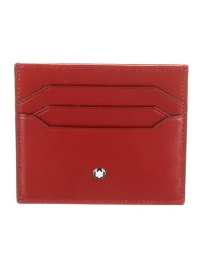 Pre-owned Montblanc Leather Card Holder In Red