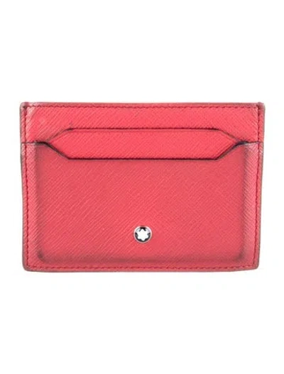 Pre-owned Montblanc Leather Card Holder In Red