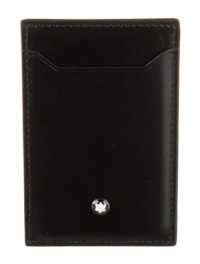 Pre-owned Montblanc Leather Card Holder W/ Tags In Black