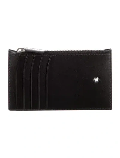 Pre-owned Montblanc Leather Card Holder W/ Tags In Black