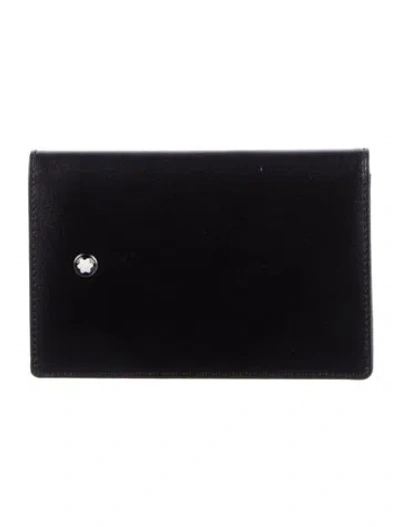 Pre-owned Montblanc Leather Card Holder W/ Tags In Black