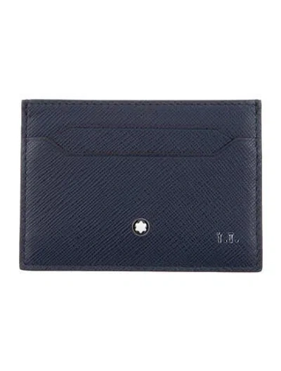 Pre-owned Montblanc Leather Card Holder W/ Tags In Blue