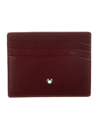 Pre-owned Montblanc Leather Card Holder W/ Tags In Burgundy