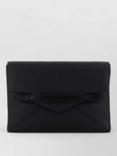 Montblanc Pebble-leather Envelope Clutch Bag In Black