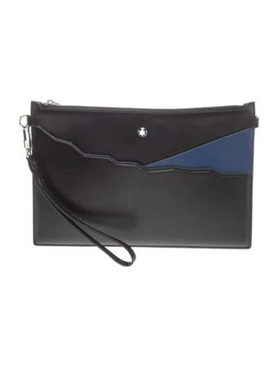 Pre-owned Montblanc Leather Clutch In Black