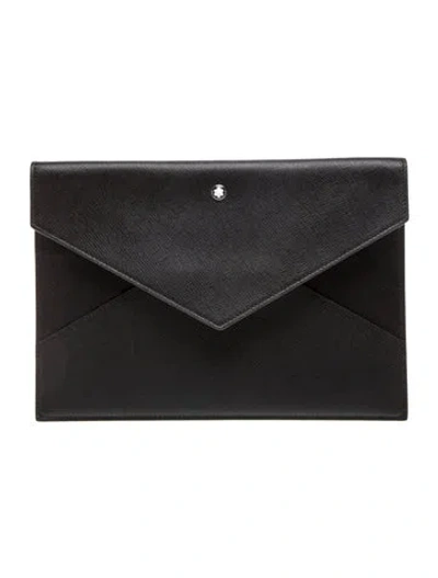 Pre-owned Montblanc Leather Clutch In Black