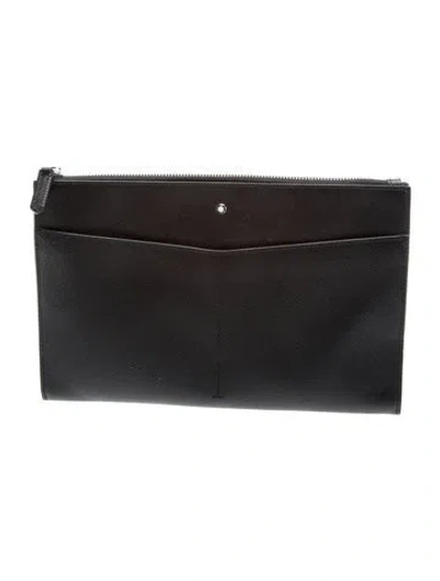 Pre-owned Montblanc Leather Clutch In Black