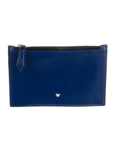 Pre-owned Montblanc Leather Coin Pouch In Blue