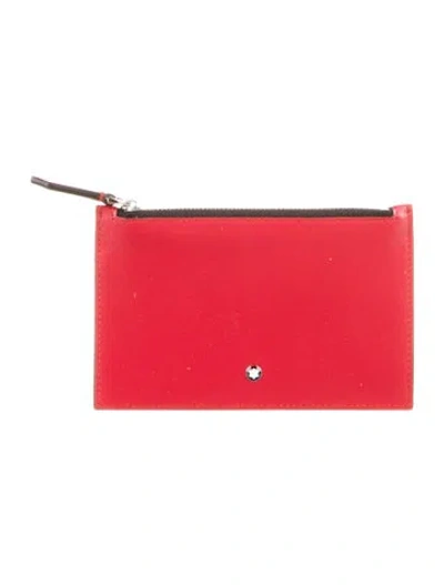 Pre-owned Montblanc Leather Coin Pouch In Red