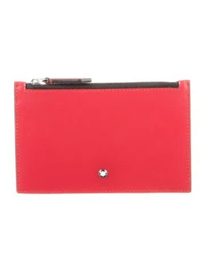 Pre-owned Montblanc Leather Coin Pouch In Red