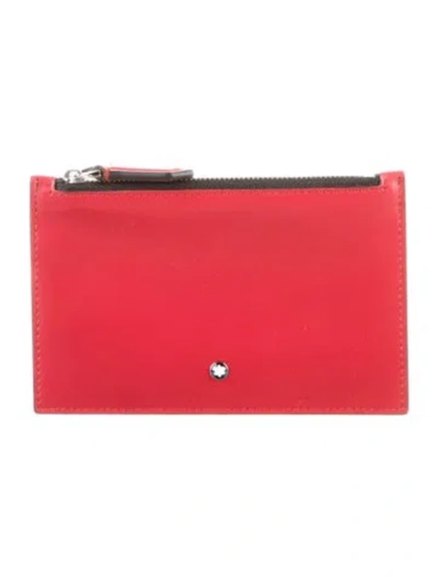 Pre-owned Montblanc Leather Coin Pouch In Red