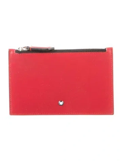 Pre-owned Montblanc Leather Coin Pouch In Red