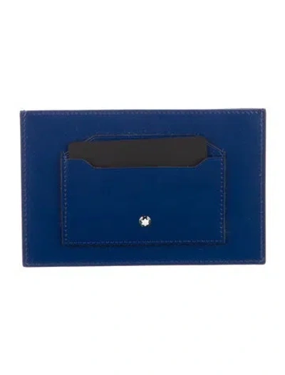 Pre-owned Montblanc Leather Colorblock Pattern Card Holder In Blue