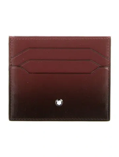 Pre-owned Montblanc Leather Colorblock Pattern Card Holder In Brown