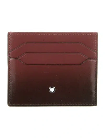 Pre-owned Montblanc Leather Colorblock Pattern Card Holder In Brown