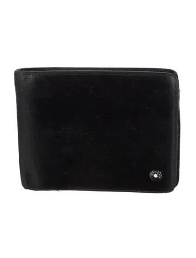 Pre-owned Montblanc Leather Compact Wallet In Black