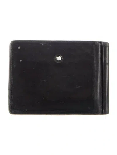 Pre-owned Montblanc Leather Compact Wallet In Black