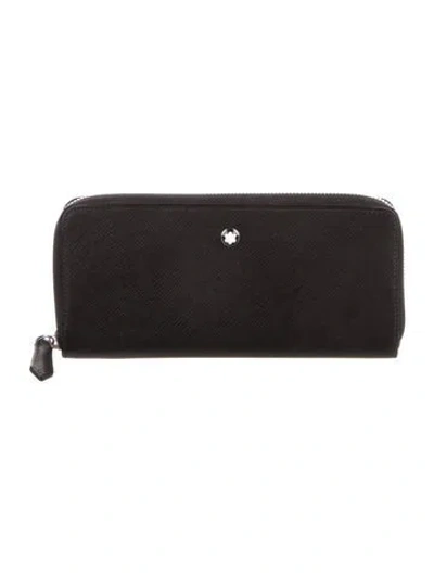 Pre-owned Montblanc Leather Continental Wallet In Black