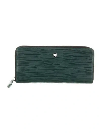 Pre-owned Montblanc Leather Continental Wallet In Green
