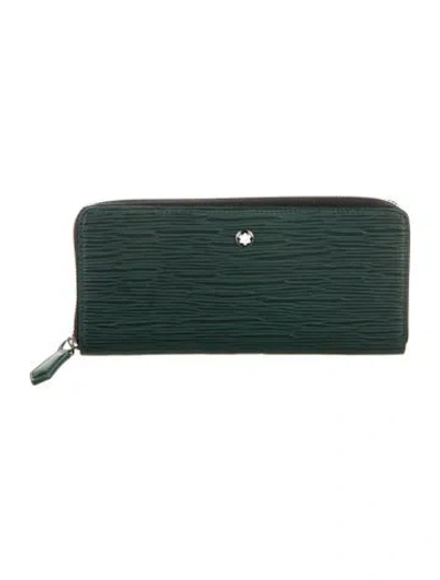 Pre-owned Montblanc Leather Continental Wallet In Green