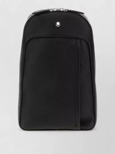 Montblanc Leather Crossbody Backpack Adjustable Straps In Black