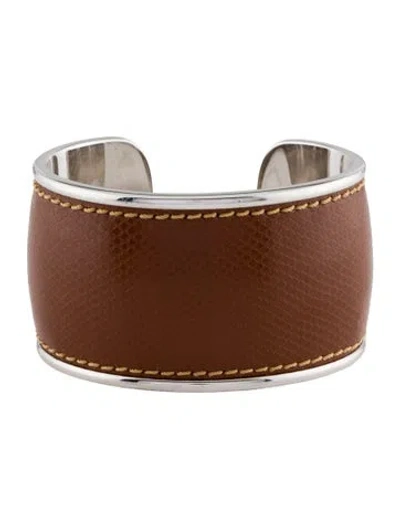 Pre-owned Montblanc Leather Cuff, 6.5" In Multi