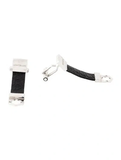 Pre-owned Montblanc Leather Cufflinks In Black