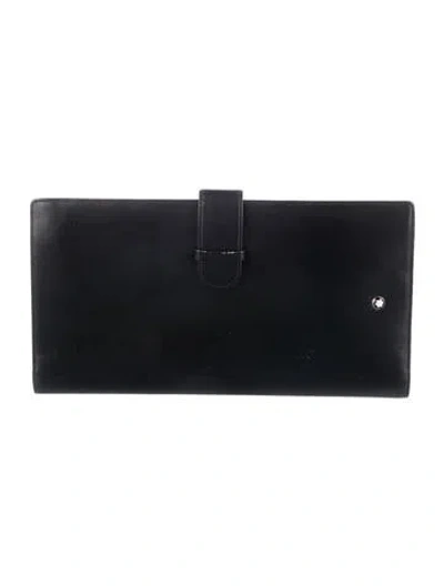 Pre-owned Montblanc Leather French Purse In Black