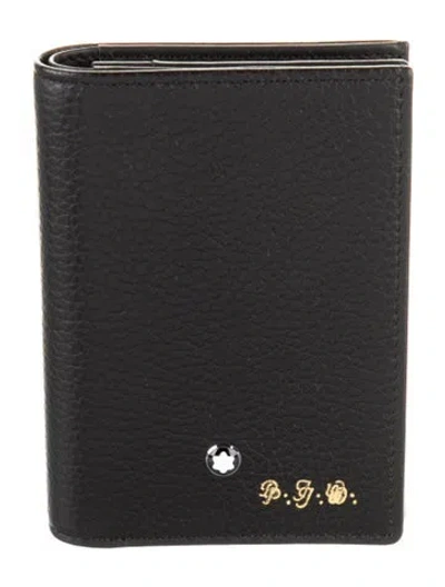Pre-owned Montblanc Leather Graphic Print Bifold Wallet In Black