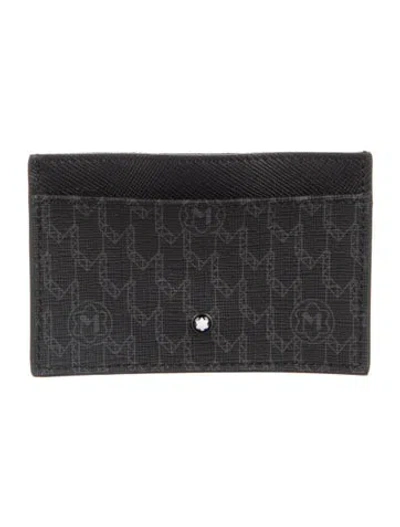 Pre-owned Montblanc Leather Graphic Print Card Holder In Black