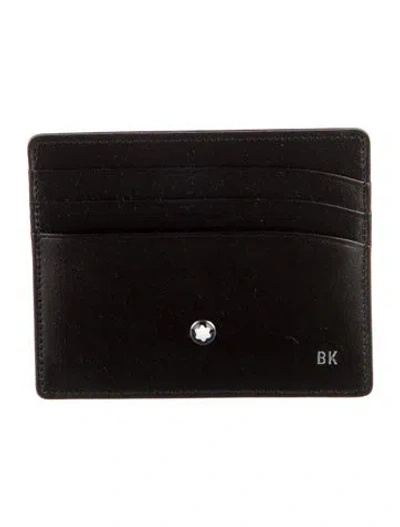 Pre-owned Montblanc Leather Graphic Print Card Holder W/ Tags In Black
