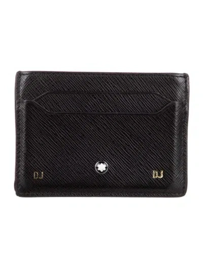 Pre-owned Montblanc Leather Graphic Print Wallet W/ Tags In Black