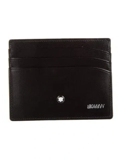 Pre-owned Montblanc Leather Graphic Print Wallet W/ Tags In Black