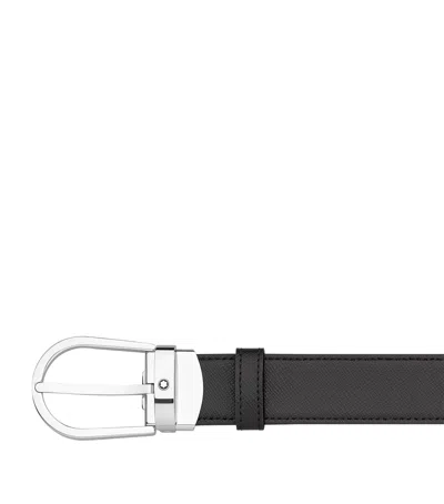 Montblanc Leather Horseshoe Belt In Black / Brown