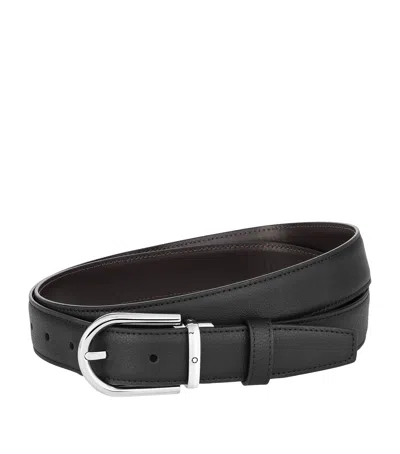Montblanc Mens Reversible Leather Belt In Black