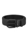 Montblanc Horseshoe Buckle Black 35 Mm Leather Belt In Black