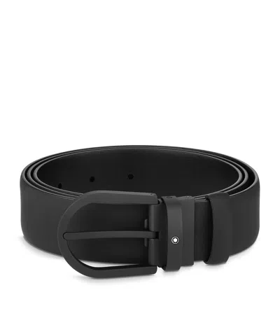 Montblanc Horseshoe Buckle Black 35 Mm Leather Belt