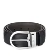 Montblanc Horseshoe Buckle Printed Black 40 Mm Leather Belt In Black