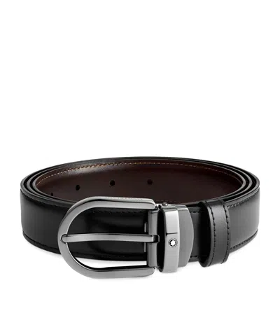 Montblanc Leather Horseshoe Belt In Black