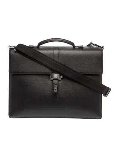 Pre-owned Montblanc Leather Messenger Bag In Black