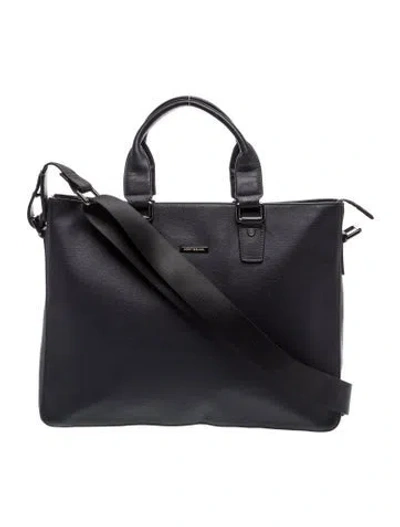 Pre-owned Montblanc Leather Messenger Bag In Black