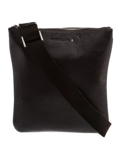 Pre-owned Montblanc Leather Messenger Bag In Black