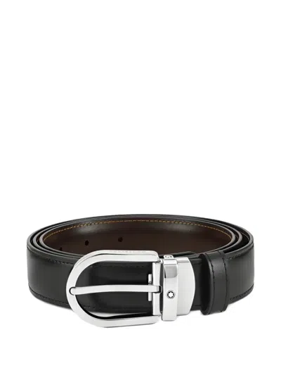 Montblanc Leather Oval-buckle Belt In Black