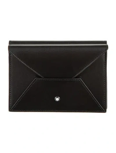 Pre-owned Montblanc Leather Passport Pouch In Black
