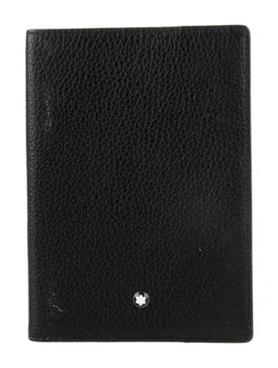 Pre-owned Montblanc Leather Passport Pouch In Black