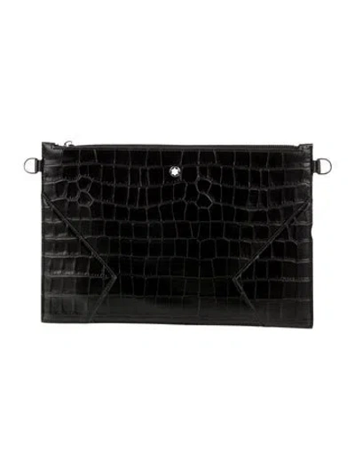 Pre-owned Montblanc Leather Portfolio In Black