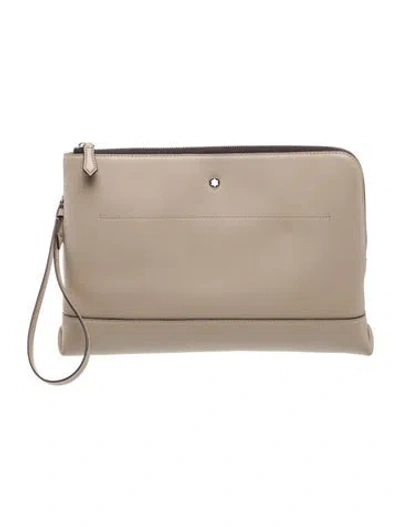 Pre-owned Montblanc Leather Portfolio In Neutral