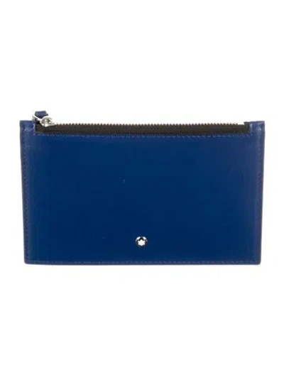 Pre-owned Montblanc Leather Pouch In Blue